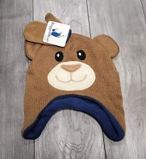 Rugged Bear Stocking Hat and Mittens Set Size 2T-4T Brown with Bear Face on Hat