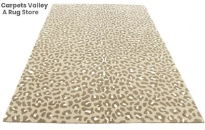 Leopard Brown Modern Hand-Tufted Wool Handmade Area Rug Carpet for Any Room - Picture 1 of 9