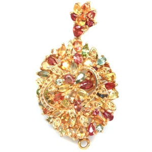 925 Plata de Ley 18K Chapado en Oro Fantasía Color Zafiro Broche - Imagen 1 de 4