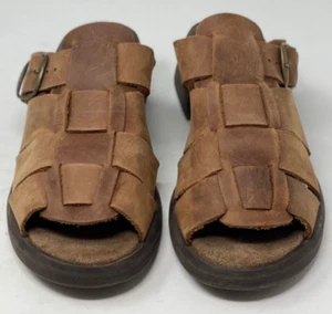 Nicole Slip-On Mule Sandals Brown Leather US 8 Fisherman with Buckle Strap - Picture 1 of 24