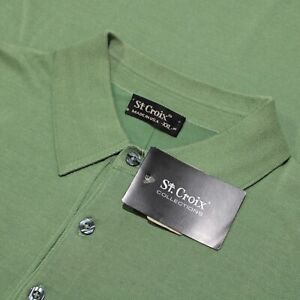 St. Croix NWT Short Sleeve Polo Sweater Size XXL US In Green Cotton