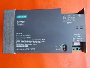 Fuente de alimentación Siemens Sitop Power 20 6EP1436-1SH01 480 VAC 3~ pulgadas 24 VDC @ 20A salida - Imagen 1 de 6