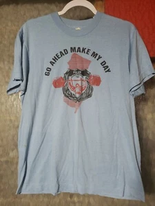 1980s Screen Stars Go Ahead Make My Day North Bergen Police Blue T Shirt Size... - Bild 1 von 4