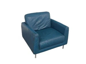 Lounge Sessel modern hochwertig mit Echtleder in türkis -11514- - Bild 1 von 8