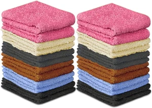 100% Cotton - Wash Cloth Set - Pack of 24, Flannel Face Cloths, Highly Absorbent - Picture 1 of 12