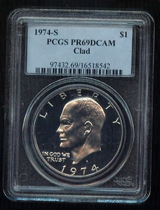1974-S PCGS CLAD EISENHOWER DOLLAR PR69DCAM 553 - Picture 1 of 2