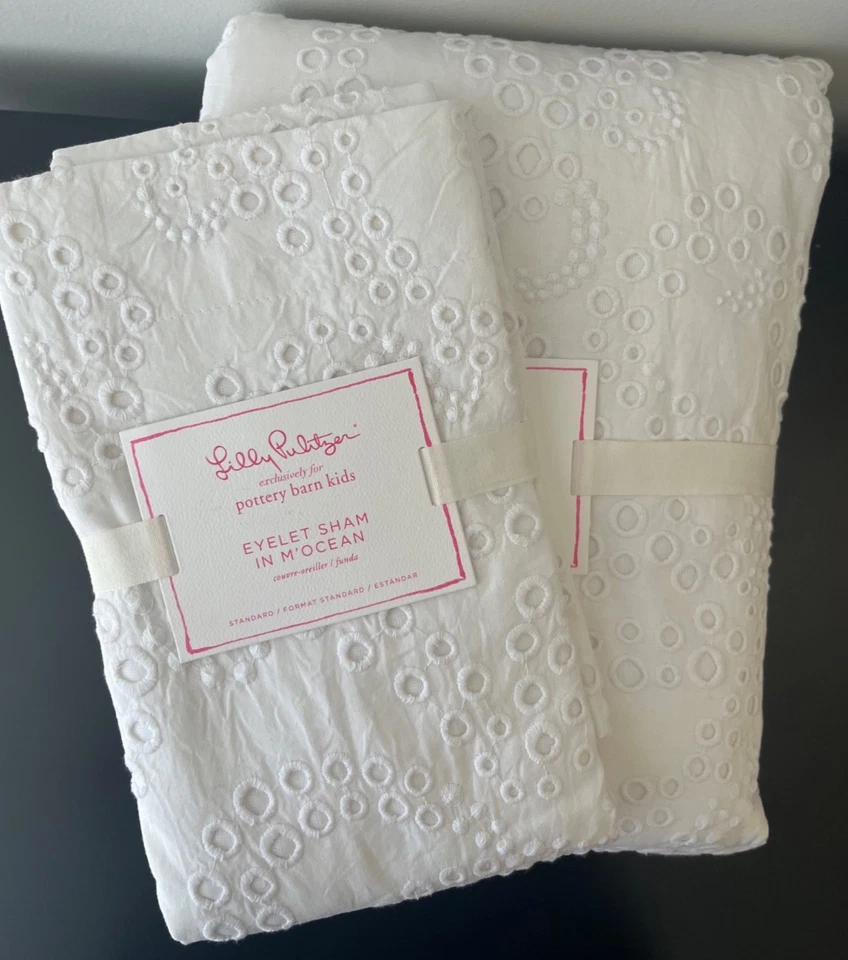 Pottery Barn Kids Lilly Pulitzer TWIN Size EYELET M'Ocean Duvet Cover & Sham NWT - Image 1 of 4
