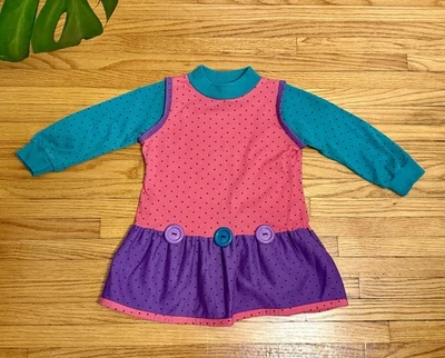 Vestido manga larga vintage años 90 niñas jóvenes talla 4 Buster marrón niña’s lunares Foto 1 de 4