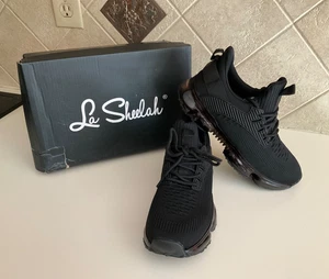 La Sheelah Flow-89 Women's Sz 6 Black Knit Athletic Sneakers - Picture 1 of 17