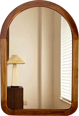 Arched Bathroom Mirror,Wood 24 X 36 Inch Arch Wall Mirror with Walnut Frame,Vani - Image 1 of 4