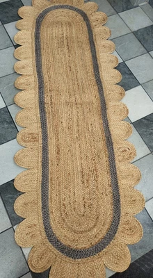 JuteOval Rug Jute Runner 100% Natural Farmhouse Braided Rug Handmade Floors Mats - Image 1 of 4