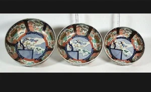 Antiguo Juego (3) Enormes Cuencos de Anidación de Porcelana Japoneses Imari Pintados a Mano Edo/Meiji - Imagen 1 de 9