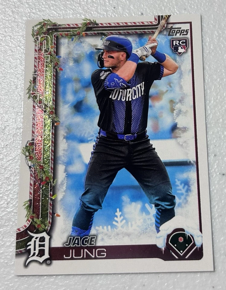 2025 Topps Baseball Holiday Jace Jung (RC) - SSP Snow Cap Variation Code 27 - Image 1 of 2