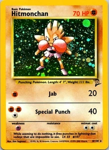 Hitmonchan 8/130 Holo Rare WotC Card Pokémon Base Set 2 NM-LP - Picture 1 of 2