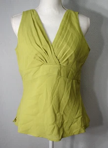Y2K Babydoll Flowy Lime Green Tank Top Crinkle Coquette Fairy Pleating Size 10 - Picture 1 of 7