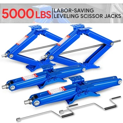 4x 2.5 Ton 24" RV Camper Stabilizer Leveling Scissor Jacks w/ Crank Handle Blue - Image 1 of 4