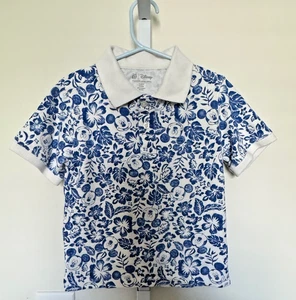Baby Gap x Disney 5T Niños Mickey Mouse Estampado Hawaiano Polo Azul y Blanco - Imagen 1 de 6
