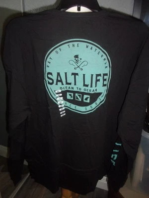 Salt Life 男式黑色长袖 T 恤尺寸 XXL — 第 1/2 张图片