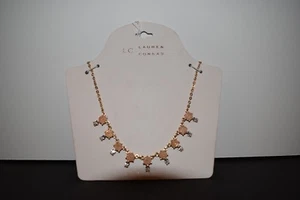 Neu Lauren Conrad Damen Pfirsich und klare Steine Halskette - Bild 1 von 4
