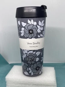 Vera Bradley 16oz travel tumbler gray floral Moon Shadow Meadows - Picture 1 of 6