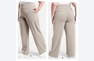 NWT - Athleta VENICE WIDE LEG Pull On Pants Khaki (Bluff) Gray Plus Sz 3X - Picture 1 of 8