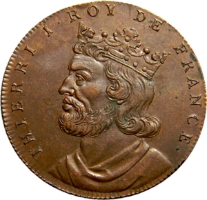 Francia Original Mediados 1700 Medalla Reyes Franceses #15 Thierri I (02734) - Imagen 1 de 3