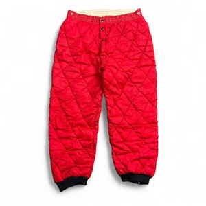 Vintage 70s Thermal Layer Liner Pants Mens Medium Red Quilted Insulated Elastic - Picture 1 of 9