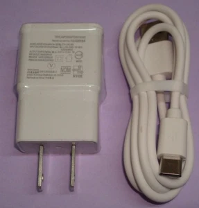 White AC Charger & Type-C Cable for AT&T LG G5 - Picture 1 of 3