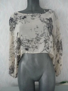 ladies gorgeous beige & black top blouse size 8-10-14-16 only Miso - Picture 1 of 7