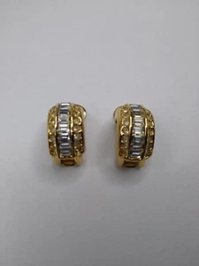 Christian Dior Baguette & Pave Strass Halbcreolen goldfarben Ohrringe - Bild 1 von 6