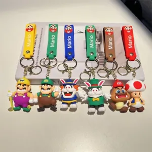 Super Mario Wario Goomba Toad 3D PVC Key Chain Resin Key Ring Figures Pendant - Picture 1 of 12