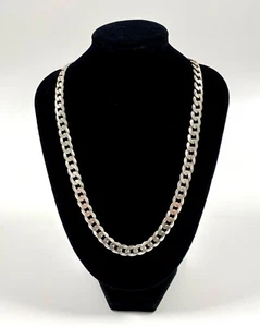 Heavy Solid 925 Sterling Silver Curb Link Necklace - 45.3 Grams - 55cm - 8mm - Picture 1 of 9