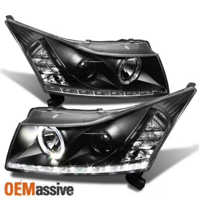 Se adapta a faros proyectores de tira LED de luz diurna negros Chevy Cruze DRL 2011-2016 Foto 1 de 2