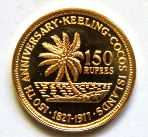 Cocos Keeling Islands. 1977 Gold 150 Rupees. Prooflike BU/FDC - Imagen 1 de 2