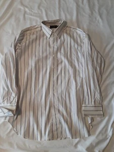 Dunhill Dress Business Formal Shirt White Blue Pinstripe Vintage Size 16 33 - Picture 1 of 15