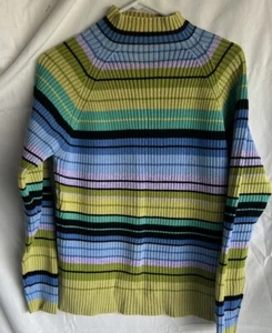St. Johns Bay Multicolor Striped Sweater Womens Size XL Mock Turtleneck - Picture 1 of 5