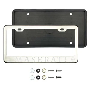 New Mas3rati Laser Etched Chrome StainlessSteel License Frame Silicone Metal Cap - Picture 1 of 1