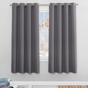 PONYDANCE Tende Oscuranti Termiche Isolanti 2 Pezzi 140x175 cm con Anelli,Grigio - Foto 1 di 8