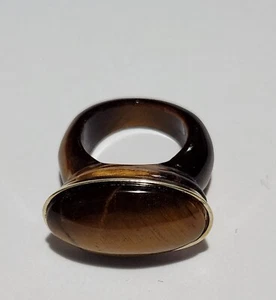 Tiger's Eye Designer 14kt Sterling Silver Ring- Size 7 - Picture 1 of 9