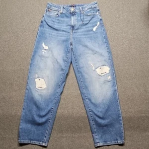 Tommy Hilfiger Jeans Tall High Rise Balloon Men Size 12 31/30 Blue Distressed - Picture 1 of 10
