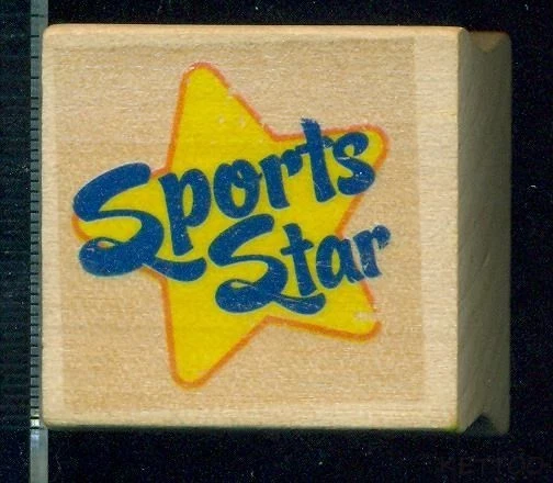 Mounted Rubber Stamp SPORT STAR 1 1/4" NEW UNUSED ScrapBooking Art Projects - Image 1 of 1
