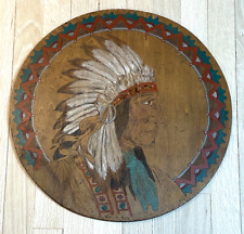 Stunning 1900 Antique Pyrography Flemish Art Co. Native American Painted Signed