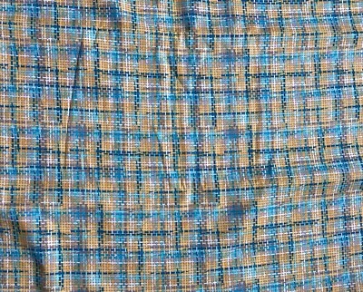 Два с половиной ярда желтой, серой, бирюзовой клетчатой ткани для квилтинга - Изображение 1 из 3