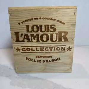 Louis L'Amour Collection CDs Set 4 In Wood Box Featuring Willie Nelson 7 Stories - Picture 1 of 3