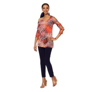 Slinky Brand 3/4 Ladder-Sleeve Printed Tunic (596495A-K)(B-105) - Picture 1 of 3