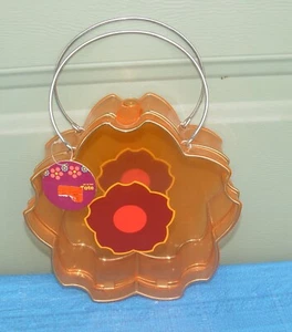 Vintage 2004 Blumenform orange Kunststoff durchscheinend Handtasche Beuteltasche SELTEN mit Etikett - Bild 1 von 9