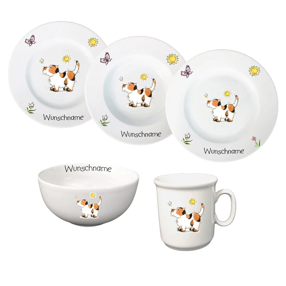 Kindergeschirr Hund Porzellan Set - Personalisiert mit Wunschname - Bild 1 von 1