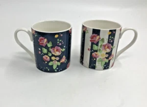 2 Queens By Churchill Julie Dodsworth Flower Girl Floral Pattern Mugs Fine China - Picture 1 of 6