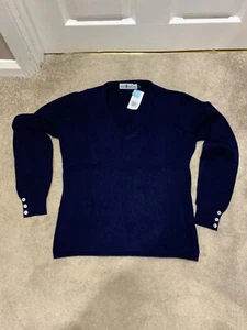 Andrew McDowall Cashmere vee neck, navy blue, brand new, unworn, HALF PRICE! - Picture 1 of 4