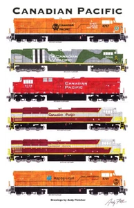 Póster Canadian Pacific Tribute Locomotives 11""x17"" firmado por Andy Fletcher - Imagen 1 de 1